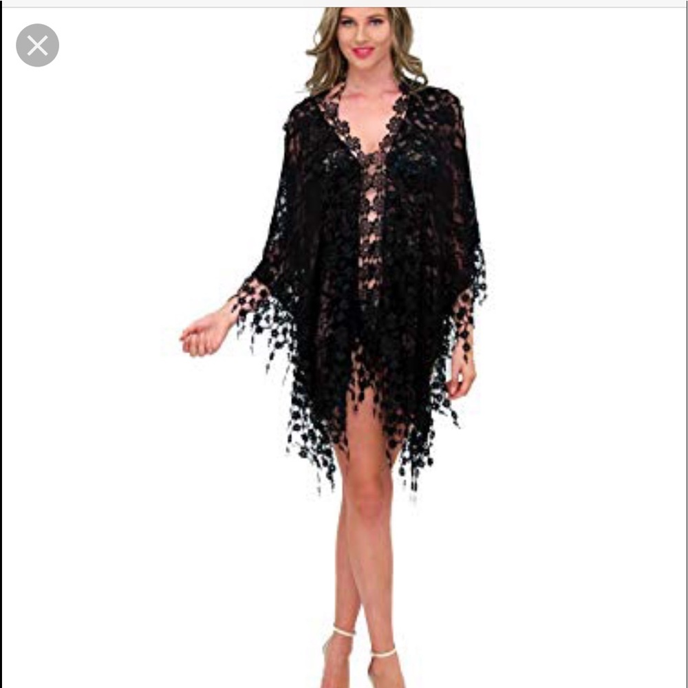 NWT  La Moda Floral Mesh Cover-Up Caftan